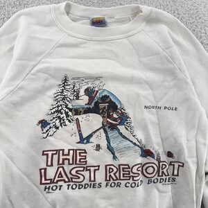 Vtg The Last Resort North Pole Ski Cold Bodies Sweatshirt XS Crewneck 90s Santa